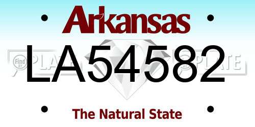 LA54582 Arkansas License Plate
