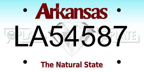 LA54587 Arkansas License Plate