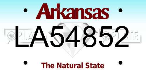 LA54852 Arkansas License Plate