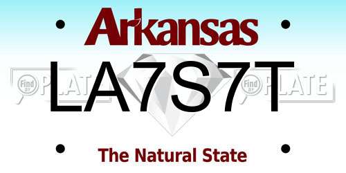LA7S7T Arkansas License Plate