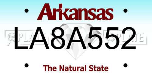LA8A552 Arkansas License Plate
