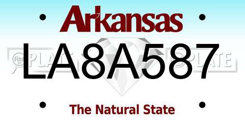 LA8A587 Arkansas License Plate