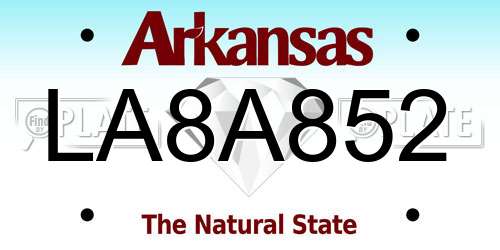 LA8A852 Arkansas License Plate