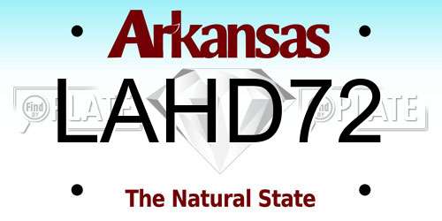 LAHD72 Arkansas License Plate