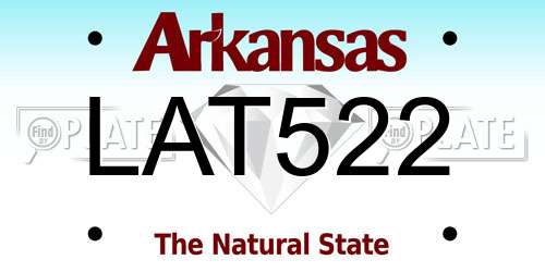 LAT522 Arkansas License Plate