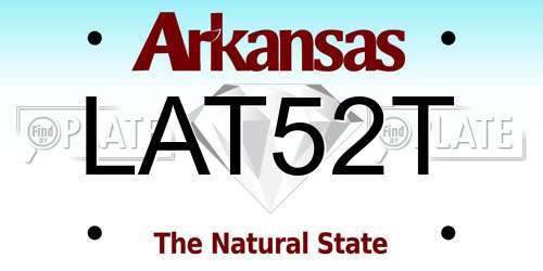 LAT52T Arkansas License Plate