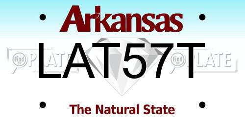 LAT57T Arkansas License Plate