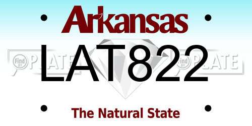LAT822 Arkansas License Plate