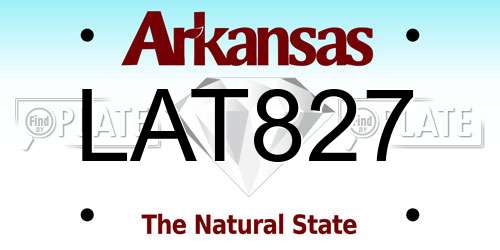 LAT827 Arkansas License Plate