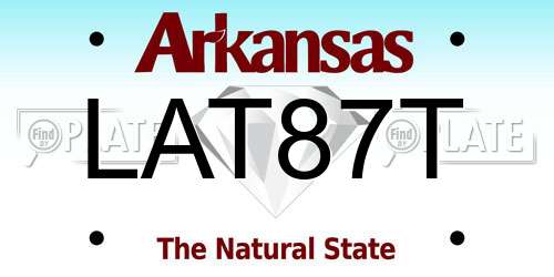 LAT87T Arkansas License Plate