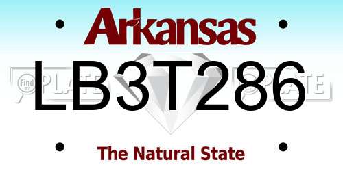LB3T286 Arkansas License Plate