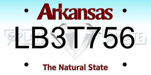 LB3T756 Arkansas License Plate