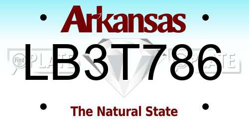 LB3T786 Arkansas License Plate