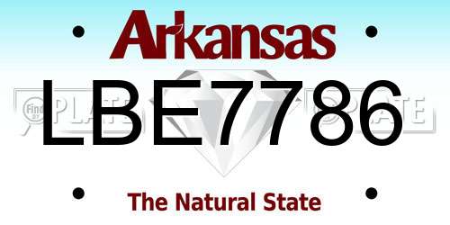 LBE7786 Arkansas License Plate
