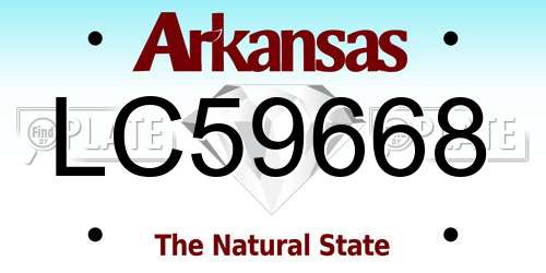 LC59668 Arkansas License Plate