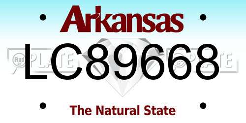 LC89668 Arkansas License Plate