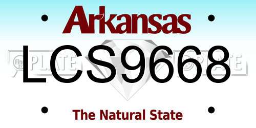 LCS9668 Arkansas License Plate