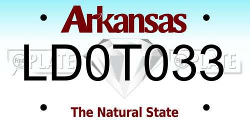LD0T033 Arkansas License Plate