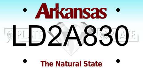 LD2A830 Arkansas License Plate