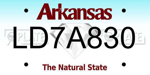LD7A830 Arkansas License Plate