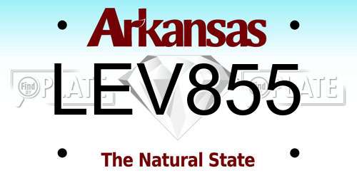 LEV855 Arkansas License Plate