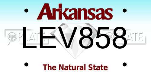 LEV858 Arkansas License Plate