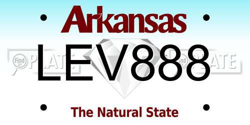 LEV888 Arkansas License Plate
