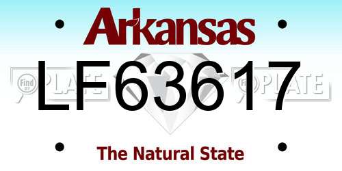 LF63617 Arkansas License Plate