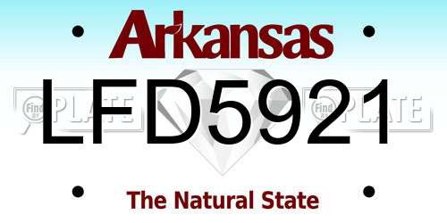 LFD5921 Arkansas License Plate