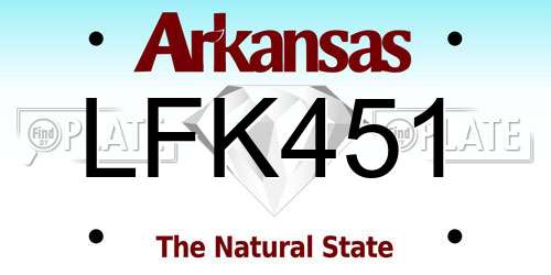 LFK451 Arkansas License Plate