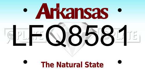 LFQ8581 Arkansas License Plate