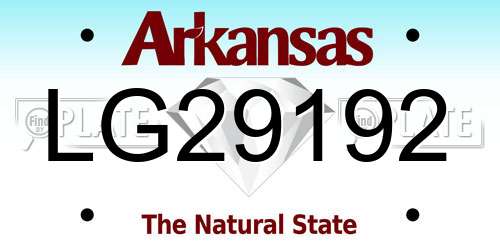 LG29192 Arkansas License Plate