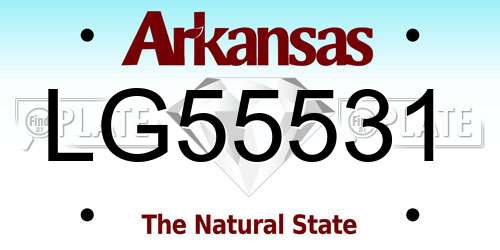 LG55531 Arkansas License Plate