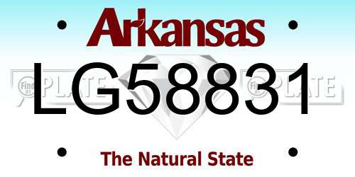 LG58831 Arkansas License Plate