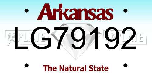 LG79192 Arkansas License Plate
