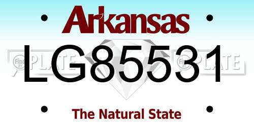 LG85531 Arkansas License Plate