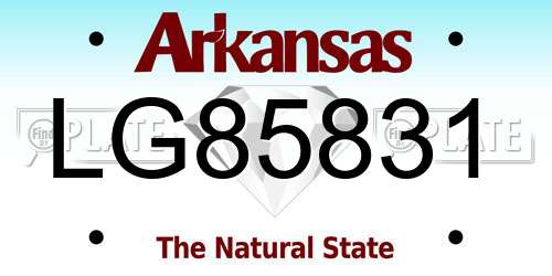 LG85831 Arkansas License Plate