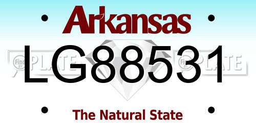 LG88531 Arkansas License Plate