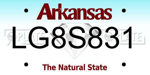 LG8S831 Arkansas License Plate