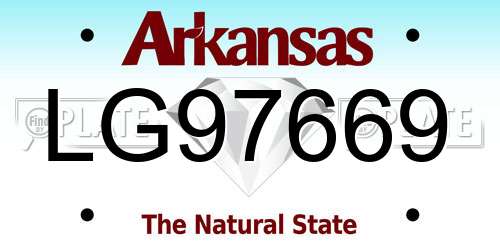 LG97669 Arkansas License Plate