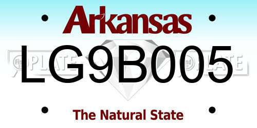 LG9B005 Arkansas License Plate
