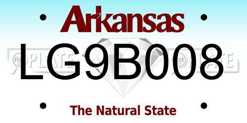 LG9B008 Arkansas License Plate
