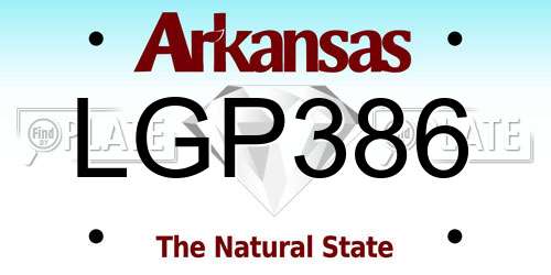 LGP386 Arkansas License Plate