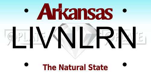 LIVNLRN Arkansas License Plate