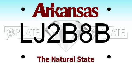 LJ2B8B Arkansas License Plate
