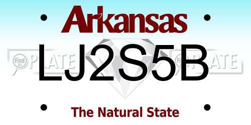 LJ2S5B Arkansas License Plate