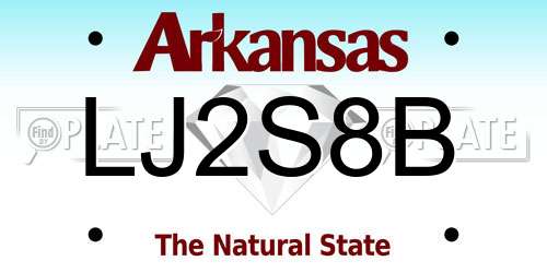 LJ2S8B Arkansas License Plate