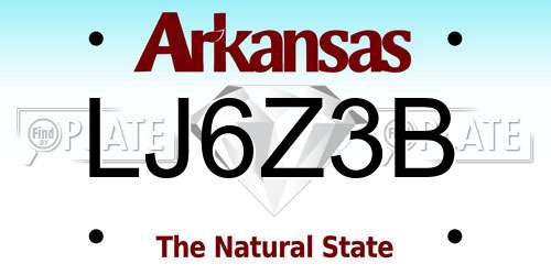 LJ6Z3B Arkansas License Plate