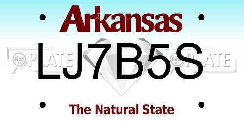 LJ7B5S Arkansas License Plate