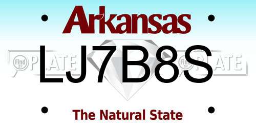 LJ7B8S Arkansas License Plate
